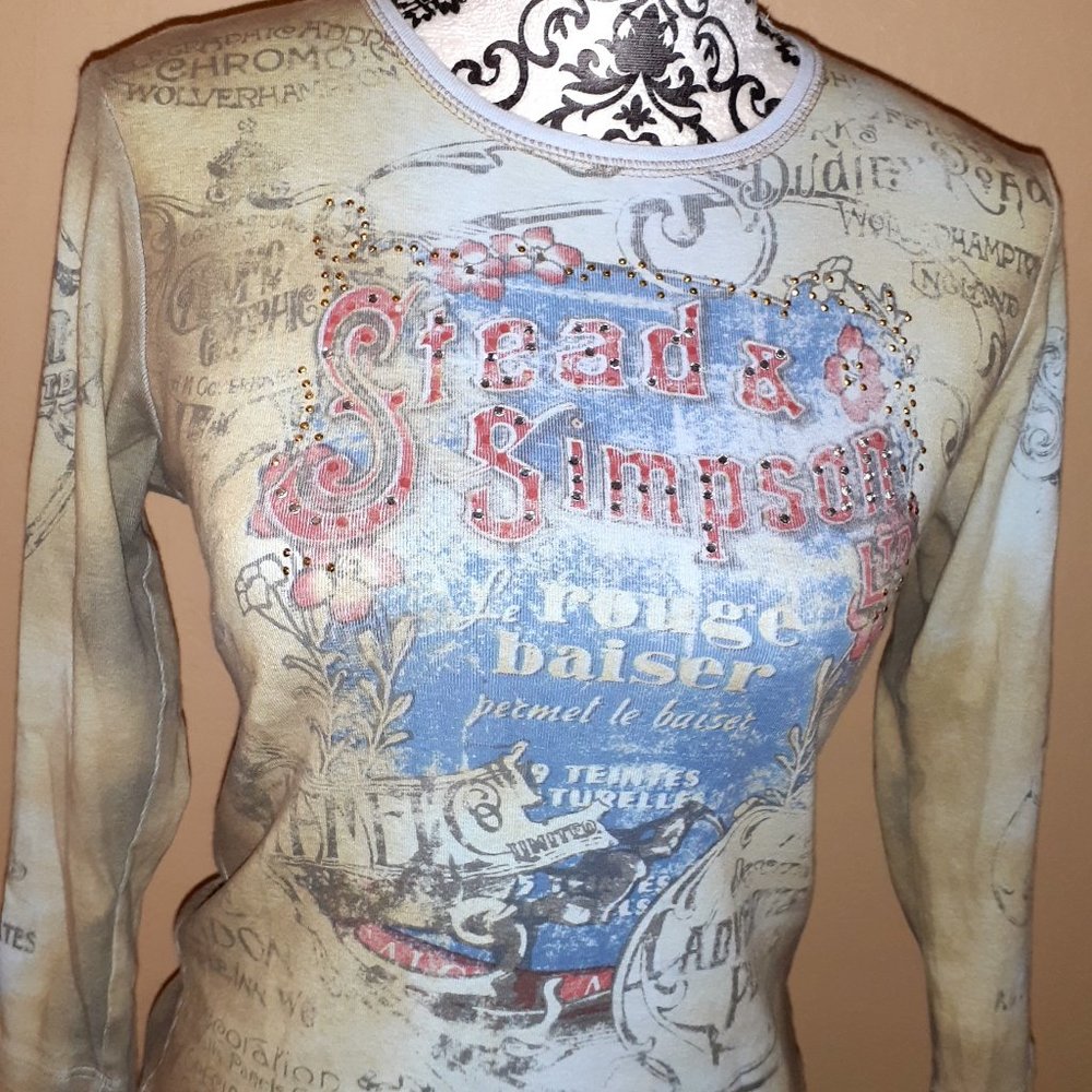 Western 100% Cotton T-Shirt with a Little Bling Bling 3/4" Sleeves